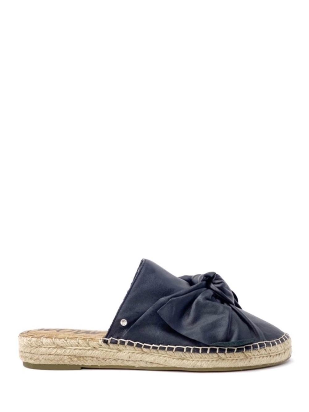 Sam Edelman Espadrille Mules Lynda Black Leather Shoes Size 8 Bow Slides New